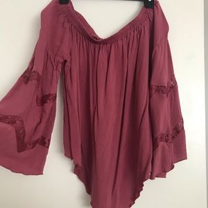 Bell sleeve off the shoulder top